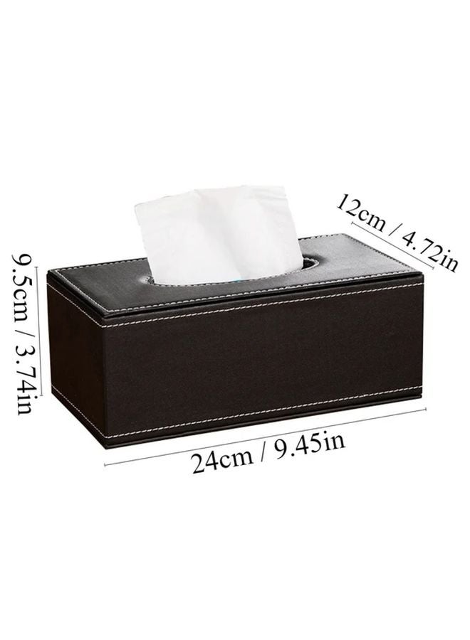 Black Leather Tissue Box Desktop Household Hotel Car Living Room Home Essential - Image 3